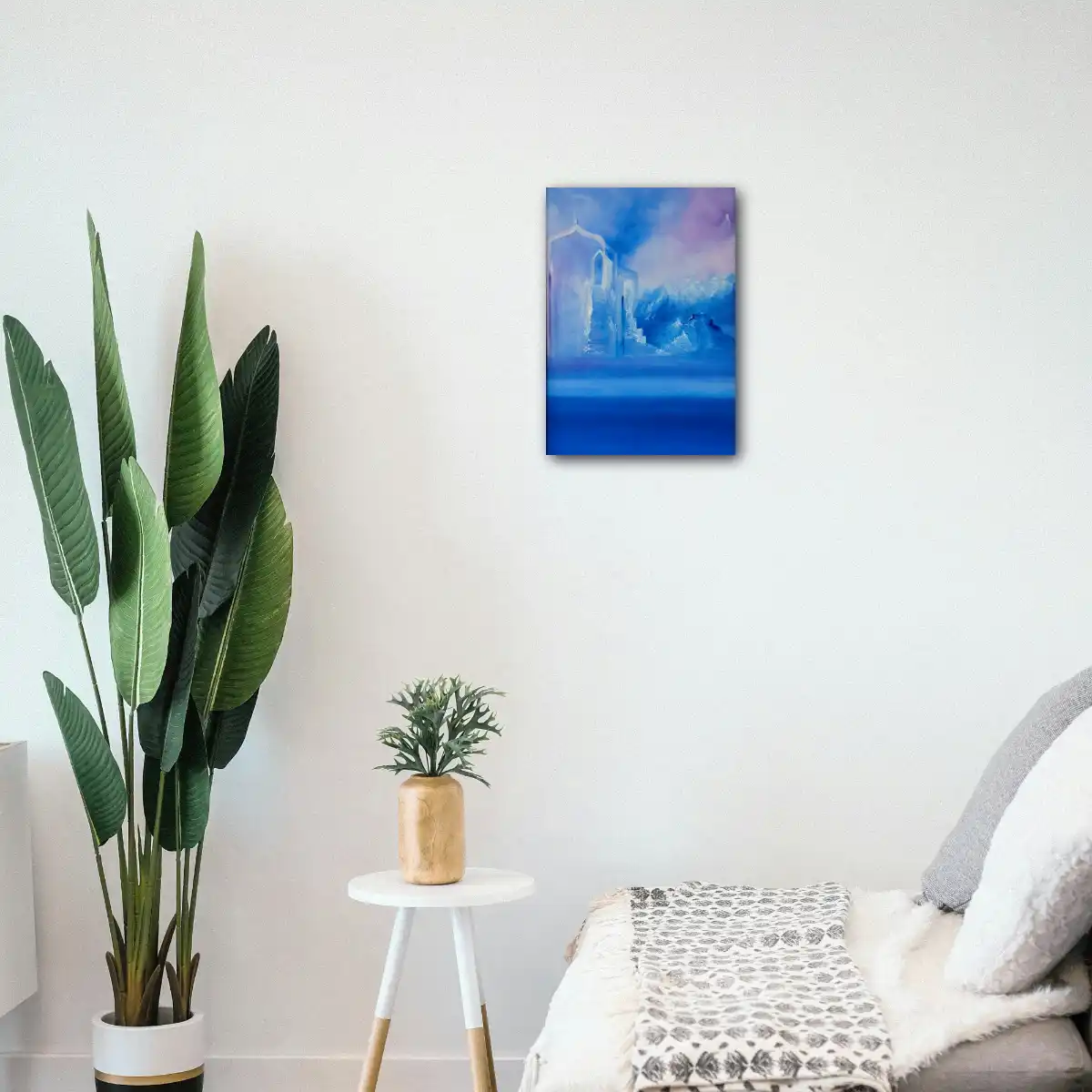 atlantis-tableau-huile-26x32-mise-en-situation-salon Atlantis, huile sut toile 26x32 mise en situation dans un salon