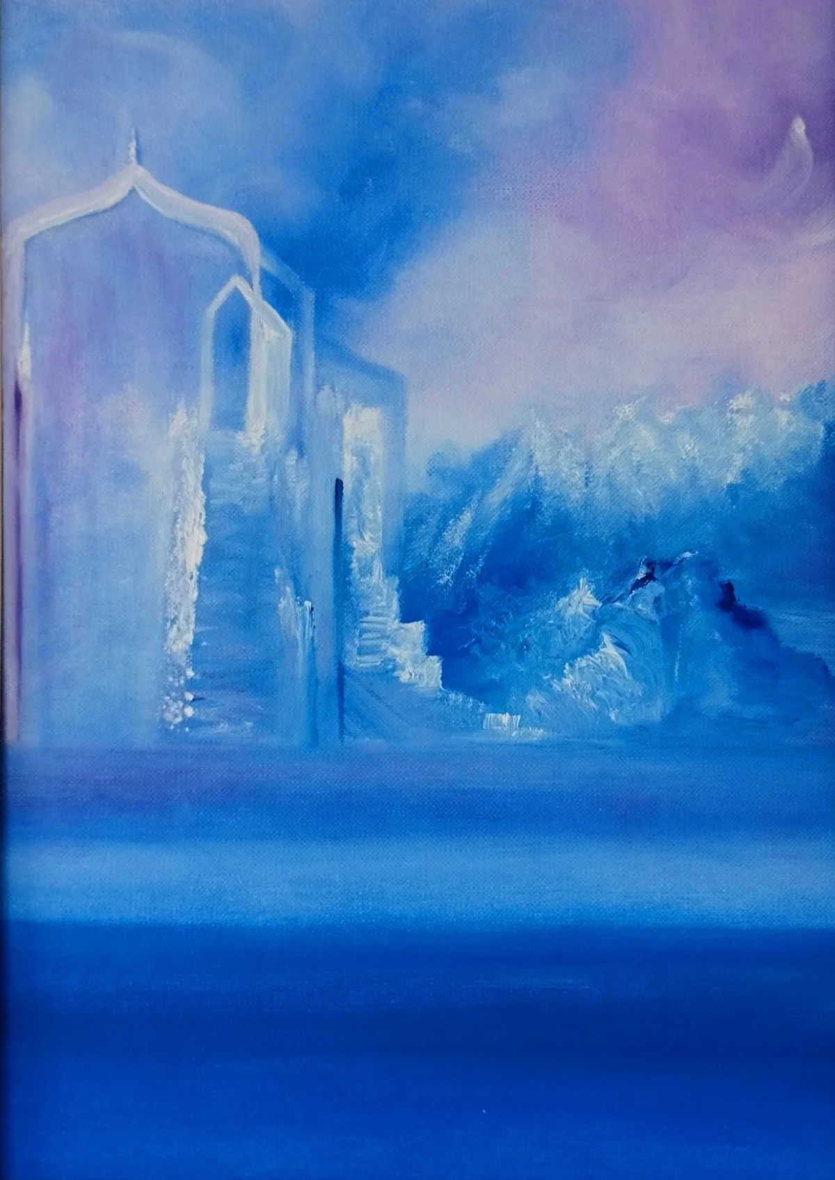 Atlantis, tableau à l’huile 26x32 cm est une œuvre intuitive de Nadine André