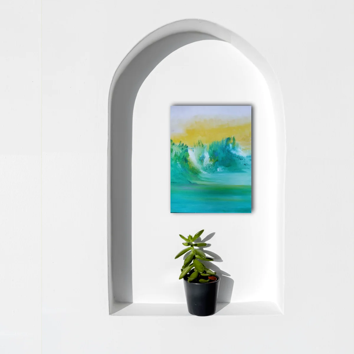 douceur-paix-tableau-huile-33x41-situation-alcove Douceure et pais, huile sut toile 33x41 mise en situation dans une alcove
